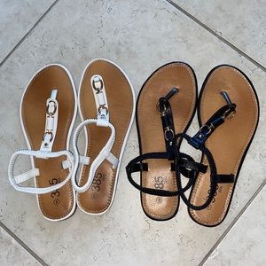 385 Fifth Black and White Sandals
